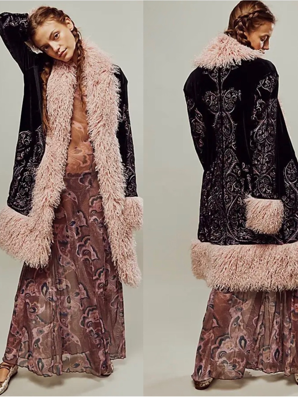Free People Understated Leather Moon Glow Coat Small Rare Black Pink